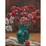 MARIO CHITI (Italy, 20th century) VASE OF RED FLOWERS Oil on panel, cm. 40 x 35 Signed lower right