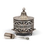 BEAUTIFUL SILVER AND GLASS SUGAR BOWL, KINGDOM OF THE TWO SICILIES, NAPLES 1804 Measures cm. 13 x