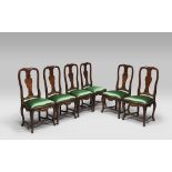 WALNUT-TREE SIX CHAIRS, PROBABLY VENETIAN 18TH CENTURY Measures cm. 106 x 50 x 46.