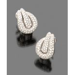A BEAUTIFUL PAIR OF EARRINGS DAMIANI in white gold 18 kts., stormed of diamond. Length cm. 2,00,