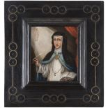 UNTKNOWN PAINTER, 18TH CENTURY SAINT TERESA D'AVILA Oil on copper, cm. 11 x 95 FRAME Flemish