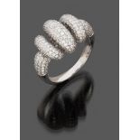 RING in white gold 18 kts., with pavè of diamonds. Diamond ct. 4.50 ca., total weight gr. 15,50.