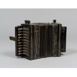 A SMALL ACCORDION, GERMANY EARLY 20TH CENTURY in wood and skin with ivory inlays. Brand 'The