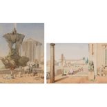 ITALIAN PAINTER, 20TH CENTURY VIEW OF VILLA MATTEI THE TRITONS' FOUNTAIN A pair of water-colors, cm.