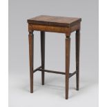 ROOT OF WALNUT WORKTABLE, EARLY 19TH CENTURY with purple ebony inlays and fruit woods. Desk with two