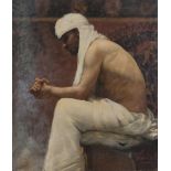 ONOFRIO TOMASELLI (Bagheria 1866 - Palermo 1956) YOUNG ARAB IN THE HAMMAM Oil on canvas, cm. 119 x