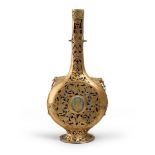 IMPORTANT FLASK OF ' PILGRIM ' IN GLASS AND GILDED COPPER, VENICE LATE 15TH, EARLY 16TH CENTURY with