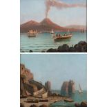 NEAPOLITAN PAINTER, LATE 19TH CENTURY VIEWS OF THE GULF OF NAPLES WITH VESUVIUS AND FISHERMEN VIEW