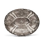 SILVER CENTERPIECE, ITALY FIRST HALF OF 20TH CENTURY Measures cm. 3 x 29 x 22, weight gr. 330.