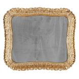 GILDED WOODEN MIRROR, 19TH CENTURY with decoration in acanthus leaves and inner lip ovules and