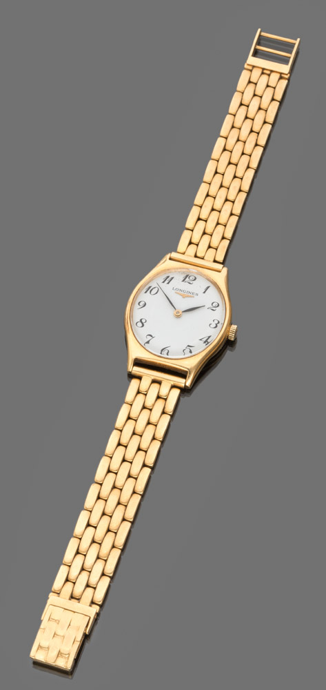 WRIST CLOCK LONGINES with box and sweater mobile bracelet, entirely in yellow gold 18 kts. and