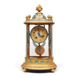 BRONZE TABLE CLOCK, PROBABLY RUSSIA EARLY 20TH CENTURY with decorum to enamels. Measurements cm.