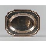 SILVER CENTERPIECE, ITALY 20TH CENTURY Smooth oval tub, a rectangular base border with lobes at