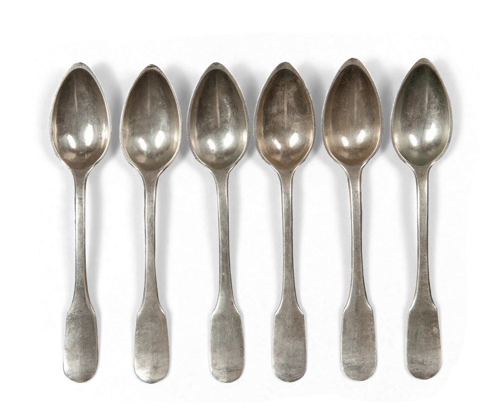 SIX SILVER TEASPOONS, NAPLES 1832/1872