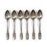 SIX SILVER TEASPOONS, NAPLES 1832/1872