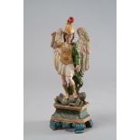 WOOD SCULPTURE OF SAINT MICHAEL, NAPLES 18TH CENTURY polychrome. The figure is standing over the