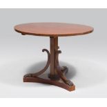 BEAUTIFUL MAHOGANY FEATHER TABLE, ENGLAND REGENCY PERIOD with a circular top flag and polygonal