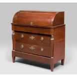 SMALL MAHOGANY FLIP-TOP-CABINET, THE SECOND EMPIRE PERIOD with roller flap and interior drawers