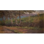 PAINTER EARLY 20TH CENTURY LANDSCAPE Oil on panel, cm. 12 x 22 Signed lower right Signed ' E.