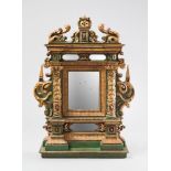 PAINTED WOOD THECA, PROBABLY VENICE 18TH CENTURY green and gold background, carved to volute,