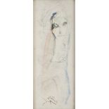 ERNESTO TRECCANI (Milano 1920 - 2009) Donna Tecnica mista su tela, cm. 50 x 19 Firma al retro