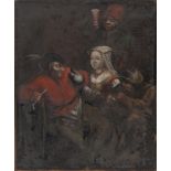 PITTORE LOMBARDO, XVIII SECOLO INTERNO DI LOCANDA CON BEVITORI Olio su tela, cm. 55 x 46