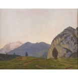 VITTORIO CASETTI (Rovereto 1891 - 1977) Ultimo raggio sulla Marmolada, 1951 Olio su tavola, cm. 38 x