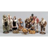 COMPLETO DA PRESEPE, NAPOLI XIX - XX SECOLO composto da otto pastori in legno, ceramica e corda e