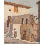 PITTORI FRANCESI DEL NOVECENTO Borgo sul mare Borgo Paesaggio Tre acquerelli su carta, cm. 25 x 17,