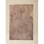 RIPRODUZIONE di antico disegno raffigurante studi di scene bibliche. Misure cm. 31 x 20. Cornice