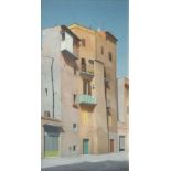 DOMENICO LUCIANI (Frascati 1929 - Roma 2001) Case Olio su tela, cm. 55 x 29 Firma in basso a destra