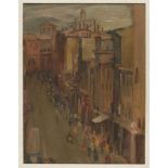 DIEGO PETTINELLI (Matelica 1897- Roma 1989) Via Orefici, 1929 Olio su cartone, cm. 43 x 32 Firma