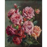 LICINIO BARZANTI (Forlì 1857 - Como 1944) Vaso di rose Olio su tela, cm. 50 x 40 Firma in basso a