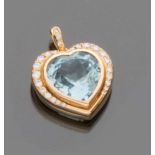 PENDANT in yellow gold 18 kts. Measures cm. 3 x 2, bright ct. 0.06, total weight gr. 10,20. GRAZIOSO