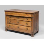 WALNUT CHEST OF DRAWERS, FIRST HALF 19TH CENTURY four drawers on the front, with side to profiles of