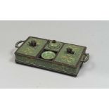 A CHINESE CLOISONNE' METAL INKWELL, EARLY 20TH CENTURY Measures cm. 7 x 25,5 x 12 Good condition.