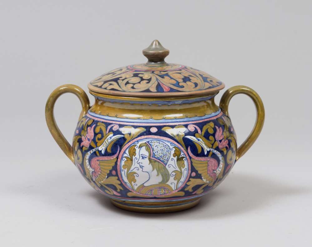 CERAMIC POT, ALBERTO RUBBOLI GUALDO TADINO FIRST HALF 20TH CENTURY with decorum to adorned