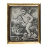 ITALIAN ENGRAVER, 18TH CENTURY LOVE Etching on ivory, cm. 9 x 7 Ebonized frame INCISORE ITALIANO,