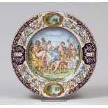 MAjOLICA DISH, FAENZA 20th CENTURY with decorum of the triumph of Bacchus and Arianna from