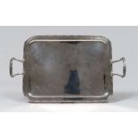 SILVERED METAL TRAY, 20TH CENTURY with edge and handles to tied up racemi. Measures cm. 56 x 33.