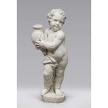 WHITE MARBLE SCULPTURE OF PUTTO, PROBABLY ROME, BAROQUE PERIOD the figure is in classic pose, with