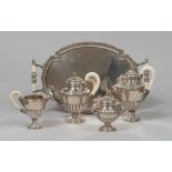 SILVER SET OF TEA AND COFFEE, ITALY 20TH CENTURY Composed by teapot, coffeepot, milk jug, sugar bowl
