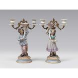 A PAIR OF BISCUIT CANDELABRA, FRANCE END 19TH CENTURY with braccia in gilded metal and stems to