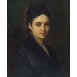 FRANÇOIS ANTOINE CAVALLI (Lione 1835 -?) GENTLEWOMAN'S PORTRAIT Oil on canvas, cm. 59 x 47 Signed