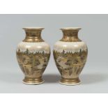 A PAIR OF JAPANESE SATSUMA CERAMIC VASES, END 19, EARLY 20TH CENTURY Measures cm. 30 x 18. Good
