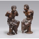 CENTRAL ITALY SCULPTOR, 17TH CENTURY ADAMIC FIGURE ADAMIC FIGURE A pair of wooden sculptures, cm.