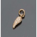 PENDANT in yellow gold 18 kts. Length cm. 2,3, bright ct. 0.40 ca., total weight gr. 1,40.