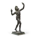 BRONZE SCULPTURE OF A FAUN, LATE 18TH CENTURY in classical laying, with rectangular base. Measures