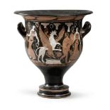 GREAT SOUTH-ITALIAN CRATER, 4TH CENTURY B.C. clay beige and red-figures, shining black glaze and