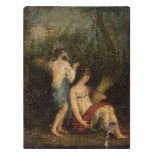 UNKNOWN PAINTER, EARLY 19TH CENTURY ALLEGORIES IN LANDASCAPE Two paintings oil on wood, cm. 17 x